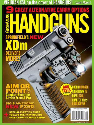 Viridian X5L on cover of HANDGUNS magazine!